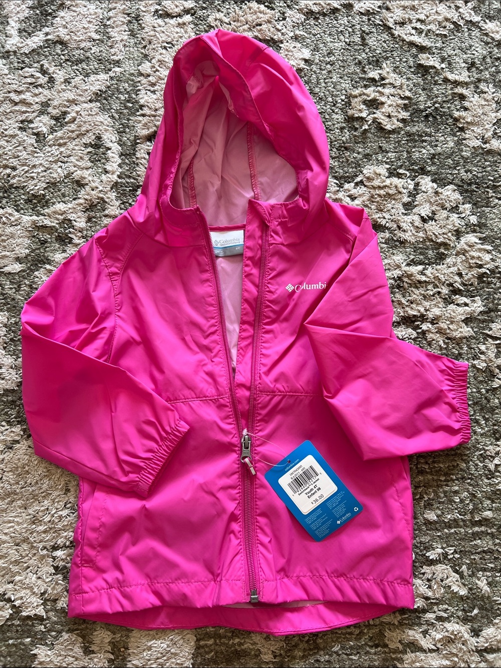 Columbia Kids' Bright Pink Hooded Raincoat